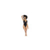 Body String en vinyle noire avec résille transparente 